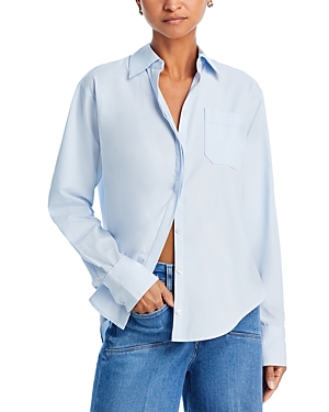 Shop Paige Christa Cotton Long Sleeve Shirt In Ocford Blue
