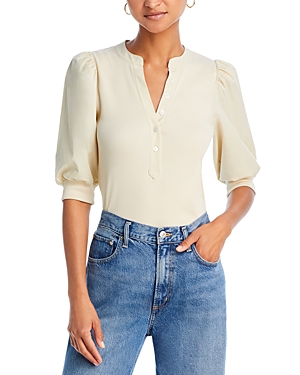Veronica Beard Coralee Front Button Blouse In Limestone