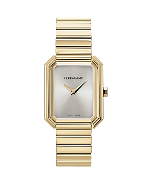 Shop Ferragamo Crystal Watch, 27mm X 34mm In Silver/gold