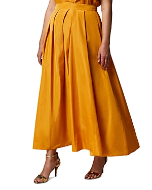 Shop Marina Rinaldi Taffeta Long Skirt In Gold
