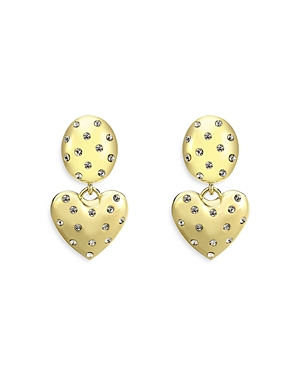 Shop Aqua Pave Puffed Heart Drop Earrings - 100% Exclusive In Gold