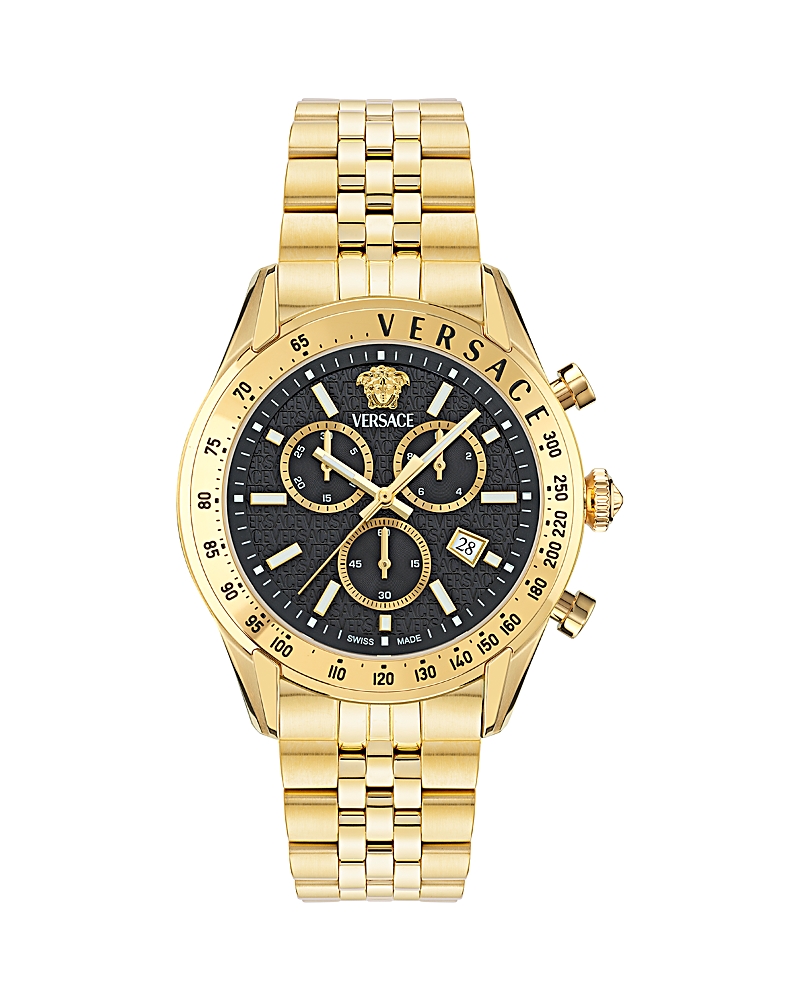Versace Men's Swiss Chronograph Gold Ion Plated Stainless Steel Bracelet Watch 44mm