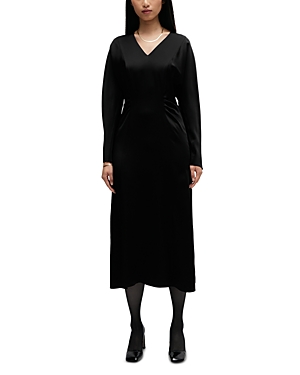 Shop Hugo Boss Daniki Satin Dress In Black
