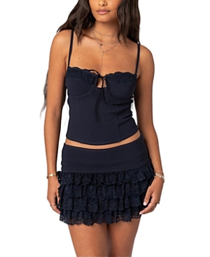 Shop Edikted Maisie Lacey Cupped Corset In Navy