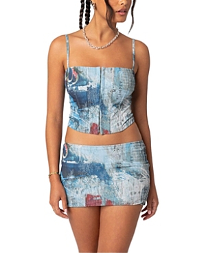 EDIKTED LOVE LETTER PRINTED MESH CORSET