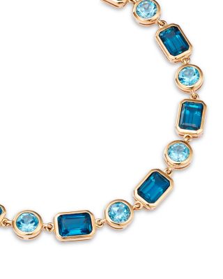 Blue Topaz Link Bracelet in 14K Yellow Gold