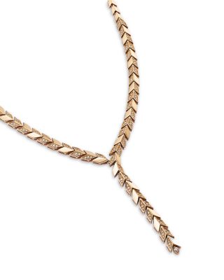 Diamond Chevron Lariat Necklace in 14K Yellow Gold, 0.85 tcw