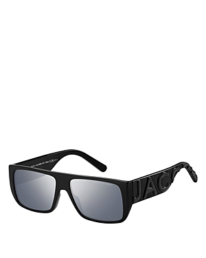 Shop Marc Jacobs Flat Top Sunglasses, 57mm In Black/gray Mirrored Gradient