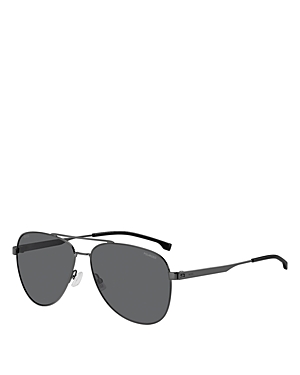 Shop Hugo Boss Aviator Sunglasses, 60mm In Gray/gray Solid