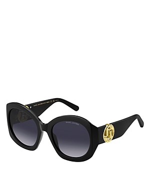 Shop Marc Jacobs Square Sunglasses, 56mm In Black/gray Gradient