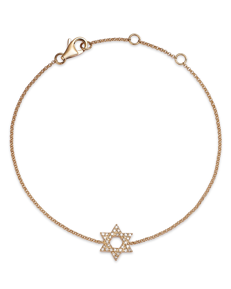 Bloomingdale's Diamond Star Of David Chain Bracelet In 14k Gold, 0.14 Ct. T. W. In Gold