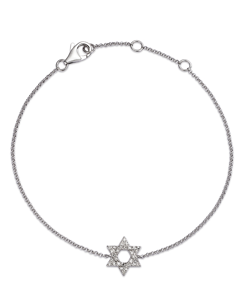 Bloomingdale's Diamond Star Of David Chain Bracelet In 14k Gold, 0.14 Ct. T. W. In White