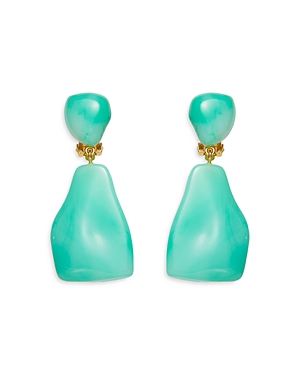 Shop Lele Sadoughi Wilma Drop Earrings In 14k Gold Plated In Green/gold