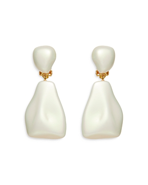 Shop Lele Sadoughi Wilma Drop Earrings In 14k Gold Plated In White/gold