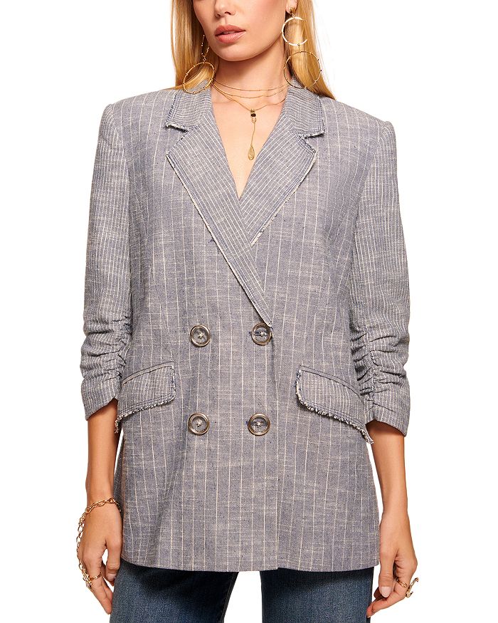 Blazer Homme Vittorio Bertoni - 46L Gris-bronze à Rayures - Occasion (manque Un Bouton)