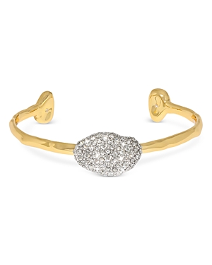 Shop Alexis Bittar Solanales Crystal Pebble Skinny Cuff Bracelet In Silver/gold