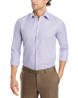 Shop Canali Blue And Purple Check Sport Shirt