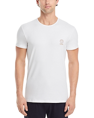 Shop Versace Men's Cotton Blend Tees, Pack Of 2 In Optical White