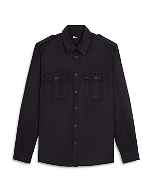 Shop The Kooples Button Front Military Shirt In Black