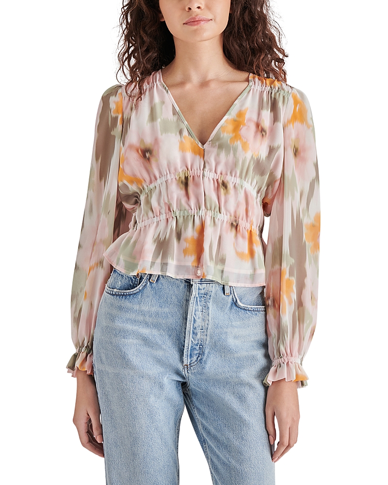 Steve Madden Ardenne Floral Top In Olive