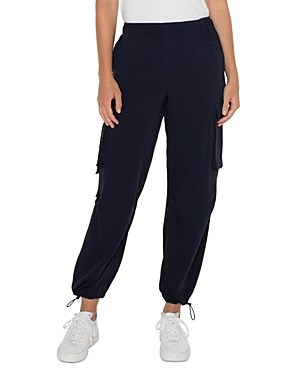 Shop Liverpool Los Angeles Cinched Hem Pull On Cargo Pants In Lunar Blue
