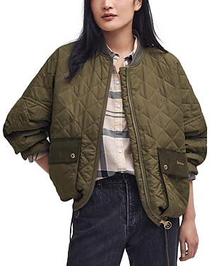 Shop Barbour Bowhill Quilted Zip Front Jacket In Army Green
