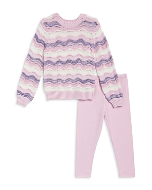 Shop Splendid Girls' Wave Pointelle Sweater & Leggings Set - Little Kid, Big Kid In Peony