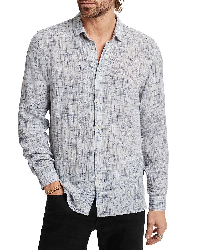 John Varvatos Ross Slim Fit Printed Long Sleeve Button Front Shirt ...