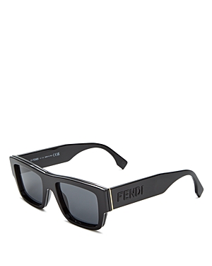 Shop Fendi Signature Square Sunglasses, 53mm In Black/gray Solid