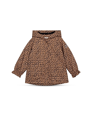 Miles The Label Girls' Leopard Print Full Zip Hooded Windbreaker - Baby In Camel