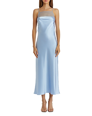 Shop Amanda Uprichard Veronica Silk Dress In Baby Blue