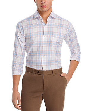 Shop Peter Millar Crown Kingfield Long Sleeve Button Front Shirt In Soft Sienna