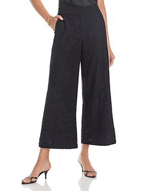Kobi Halperin Anisa Lace Wide Leg Crop Pants In Black
