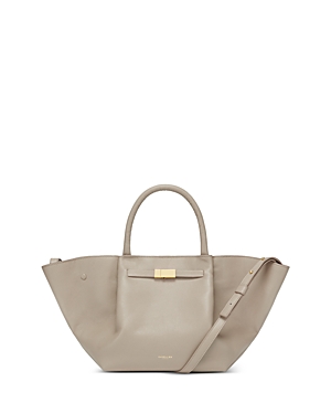 Demellier Midi New York Grain Leather Tote Bag In Taupe