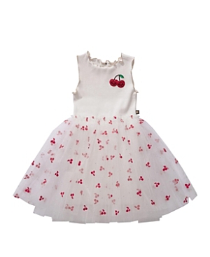Petite Hailey Girls' Eva Cherry Tutu Dress - Big Kid In White
