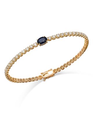 Bloomingdale's Fine Collection - Blue Sapphire & Diamond Station Tennis Bracelet in 14K Yellow Gold