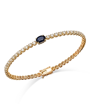 Bloomingdale's Blue Sapphire & Diamond Station Tennis Bracelet in 14K Yellow Gold