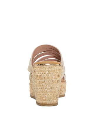 Women's Leather Toe Loop Wedge Slide Sandals