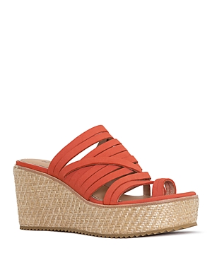 DONALD PLINER WOMEN'S LEATHER TOE LOOP WEDGE SLIDE SANDALS