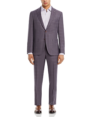Shop Jack Victor Napoli Tonal Windowpane Regular Fit Suit In Purple/ Grey