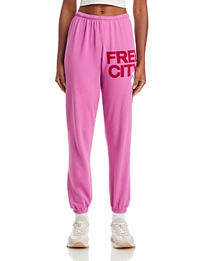 Free City Cotton Logo Sweatpants in Pinklips Cherry