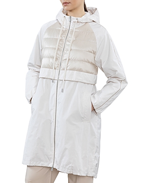 Shop Peserico Long Hooded Puffer Jacket In Salty White