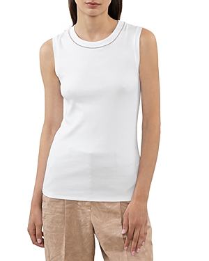 Shop Peserico Embellished Fitted Tank Top In White