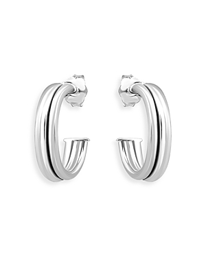 Shop Aqua Double Row C Hoop Earrings In Sterling Silver- 100% Exclusive