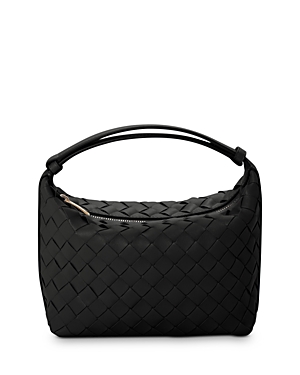Bottega Veneta Wallace Mini Leather Shoulder Bag In Black/gold