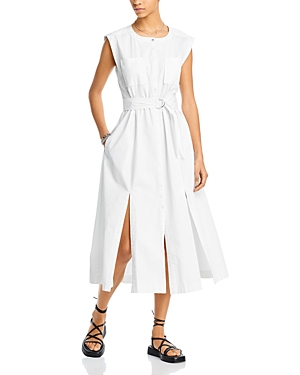 Shop Derek Lam 10 Crosby Karina Cotton Cap Sleeve Shirt Dress In Blanc De Blanc