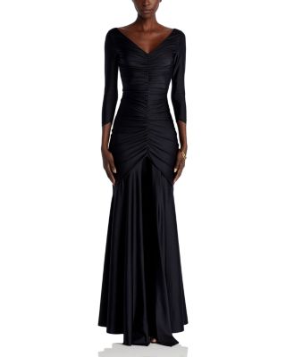 Ruched Front Three Quarter Sleeve Gown