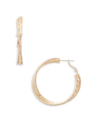 Aqua Triple Row Hoop Earrings in 16K Gold Plated - Exclusive