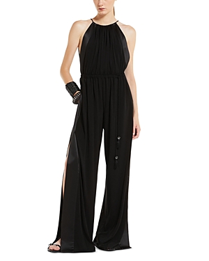 Max Mara Ubi Silk Satin-trimmed Jersey Jumpsuit In Black