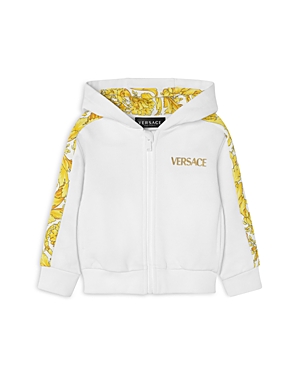 Shop Versace Unisex Barocco Hooded Zip Sweatshirt - Baby In White+gold